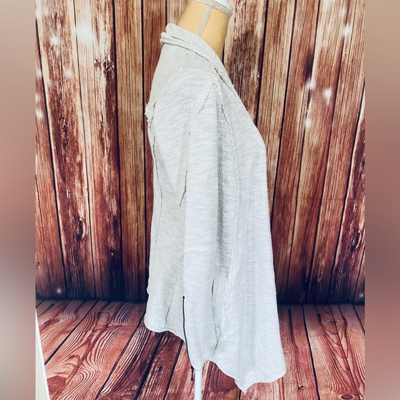 Women’s XS Sweater Cardigan Knox Rose Open Front Ivory Glitter Zip Sleeve Pocket - Picture 4 of 14